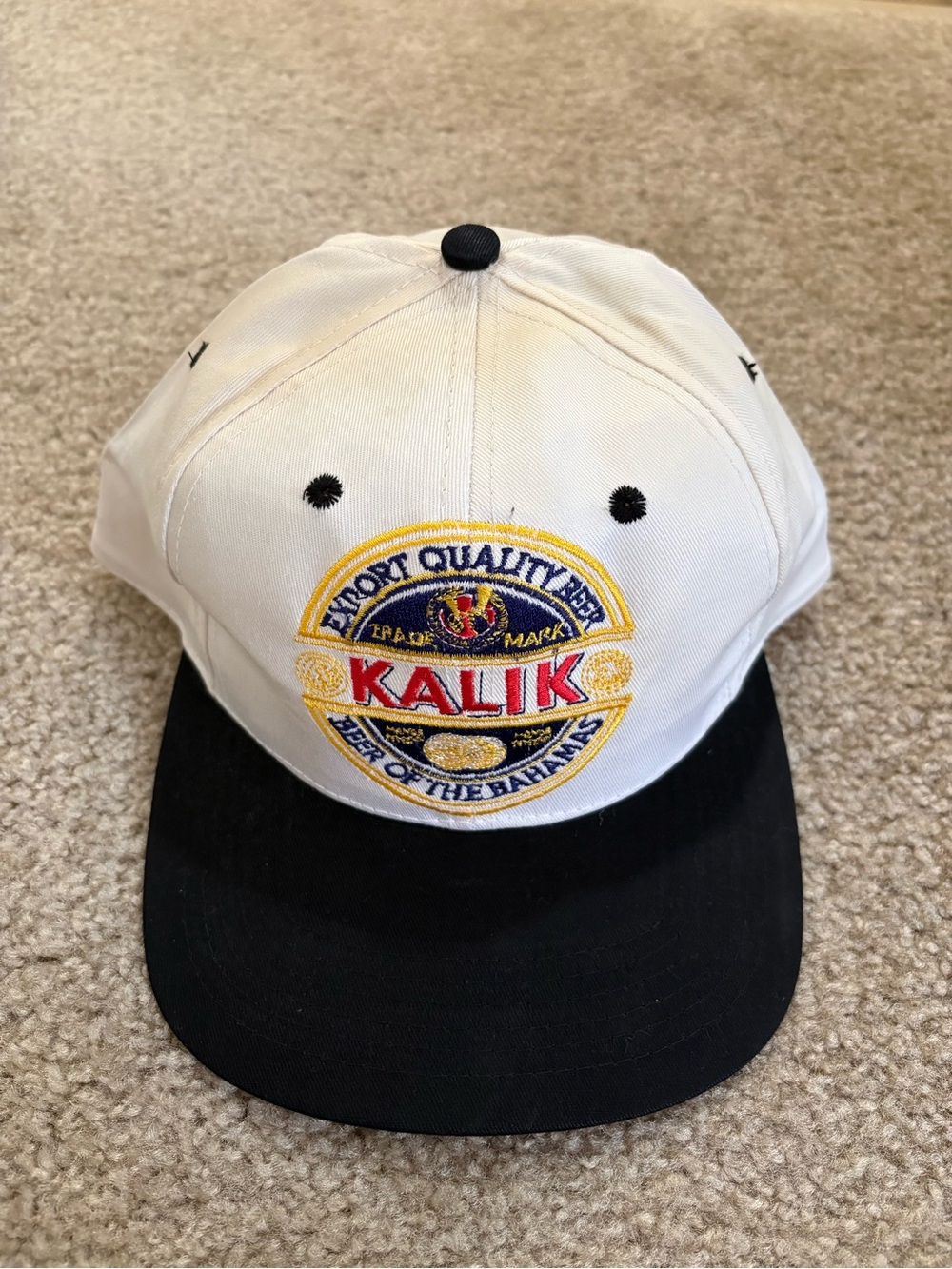 Vintage Kalik Beer of The Bahamas Two-Tone Baseball Cap - White & Black